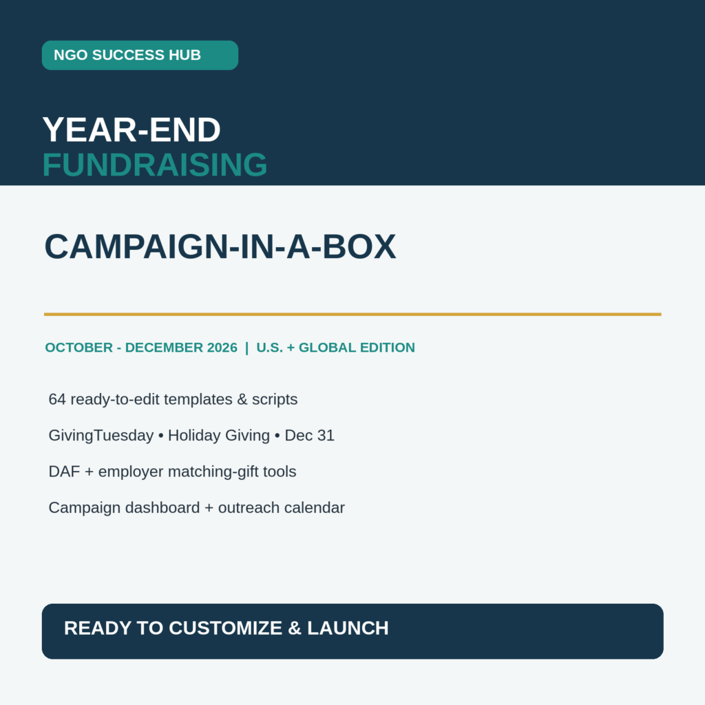 Year-End Fundraising Campaign-in-a-Box | 2026 GivingTuesday + Holiday + Year-End Toolkit